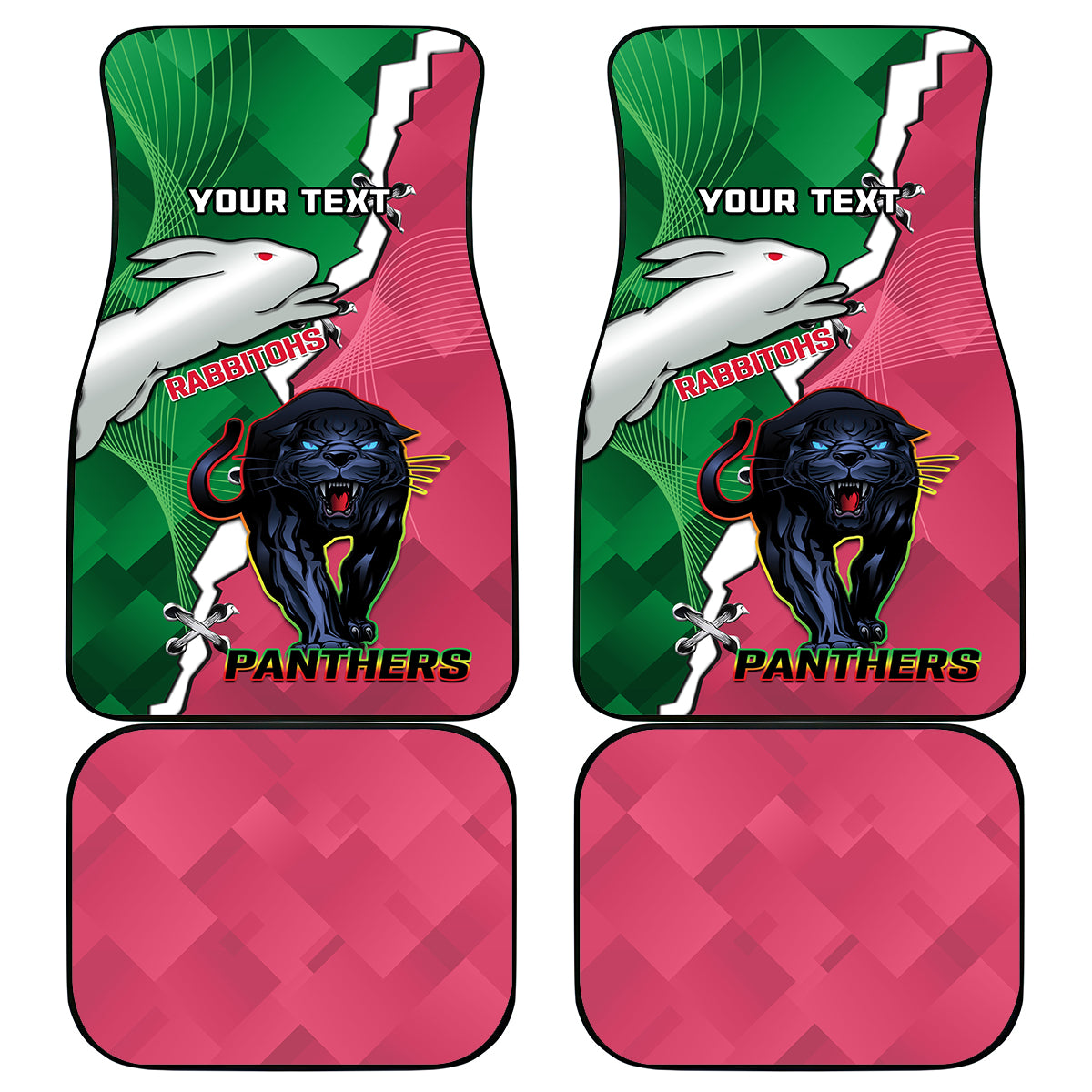 Personalised Panthers And Rabbitohs Rugby Car Mats 2024 Souths The Riff Together