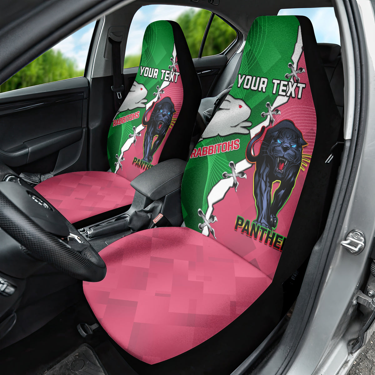 Personalised Panthers And Rabbitohs Rugby Car Seat Cover 2024 Souths The Riff Together
