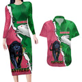 Personalised Panthers And Rabbitohs Rugby Couples Matching Long Sleeve Bodycon Dress and Hawaiian Shirt 2024 Souths The Riff Together