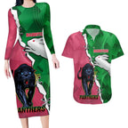 Personalised Panthers And Rabbitohs Rugby Couples Matching Long Sleeve Bodycon Dress and Hawaiian Shirt 2024 Souths The Riff Together
