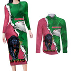Personalised Panthers And Rabbitohs Rugby Couples Matching Long Sleeve Bodycon Dress and Long Sleeve Button Shirt 2024 Souths The Riff Together