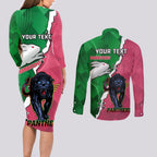 Personalised Panthers And Rabbitohs Rugby Couples Matching Long Sleeve Bodycon Dress and Long Sleeve Button Shirt 2024 Souths The Riff Together