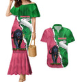 Personalised Panthers And Rabbitohs Rugby Couples Matching Mermaid Dress and Hawaiian Shirt 2024 Souths The Riff Together