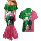 Personalised Panthers And Rabbitohs Rugby Couples Matching Mermaid Dress and Hawaiian Shirt 2024 Souths The Riff Together