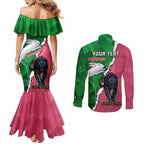 Personalised Panthers And Rabbitohs Rugby Couples Matching Mermaid Dress and Long Sleeve Button Shirt 2024 Souths The Riff Together