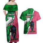 Personalised Panthers And Rabbitohs Rugby Couples Matching Off Shoulder Maxi Dress and Hawaiian Shirt 2024 Souths The Riff Together