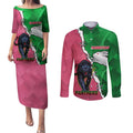 Personalised Panthers And Rabbitohs Rugby Couples Matching Puletasi and Long Sleeve Button Shirt 2024 Souths The Riff Together