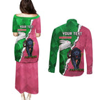 Personalised Panthers And Rabbitohs Rugby Couples Matching Puletasi and Long Sleeve Button Shirt 2024 Souths The Riff Together