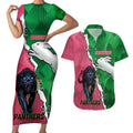 Personalised Panthers And Rabbitohs Rugby Couples Matching Short Sleeve Bodycon Dress and Hawaiian Shirt 2024 Souths The Riff Together
