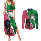 Personalised Panthers And Rabbitohs Rugby Couples Matching Summer Maxi Dress and Long Sleeve Button Shirt 2024 Souths The Riff Together