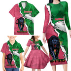 Personalised Panthers And Rabbitohs Rugby Family Matching Long Sleeve Bodycon Dress and Hawaiian Shirt 2024 Souths The Riff Together