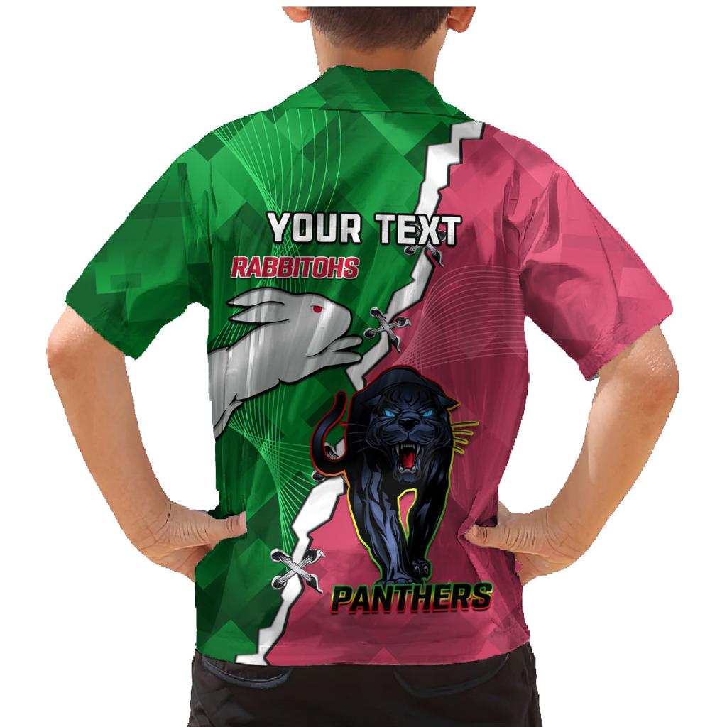 Personalised Panthers And Rabbitohs Rugby Family Matching Mermaid Dress and Hawaiian Shirt 2024 Souths The Riff Together