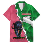 Personalised Panthers And Rabbitohs Rugby Family Matching Mermaid Dress and Hawaiian Shirt 2024 Souths The Riff Together