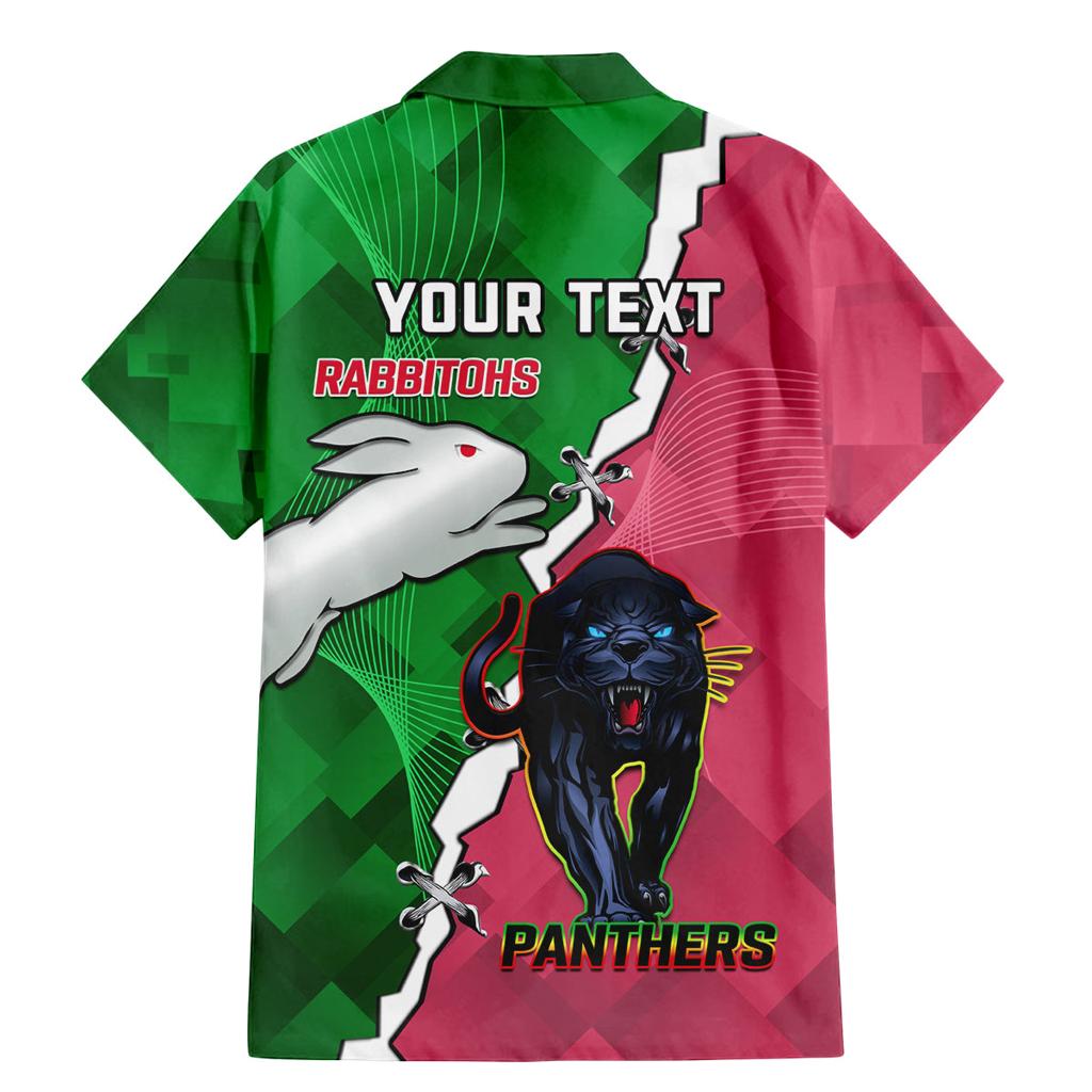 Personalised Panthers And Rabbitohs Rugby Family Matching Mermaid Dress and Hawaiian Shirt 2024 Souths The Riff Together