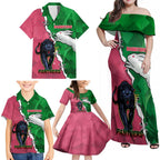 Personalised Panthers And Rabbitohs Rugby Family Matching Off Shoulder Maxi Dress and Hawaiian Shirt 2024 Souths The Riff Together