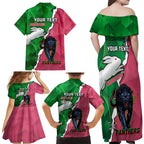 Personalised Panthers And Rabbitohs Rugby Family Matching Off Shoulder Maxi Dress and Hawaiian Shirt 2024 Souths The Riff Together