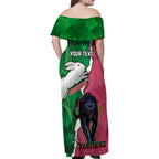 Personalised Panthers And Rabbitohs Rugby Family Matching Off Shoulder Maxi Dress and Hawaiian Shirt 2024 Souths The Riff Together