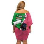 Personalised Panthers And Rabbitohs Rugby Family Matching Off Shoulder Short Dress and Hawaiian Shirt 2024 Souths The Riff Together