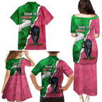 Personalised Panthers And Rabbitohs Rugby Family Matching Puletasi and Hawaiian Shirt 2024 Souths The Riff Together