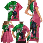 Personalised Panthers And Rabbitohs Rugby Family Matching Short Sleeve Bodycon Dress and Hawaiian Shirt 2024 Souths The Riff Together