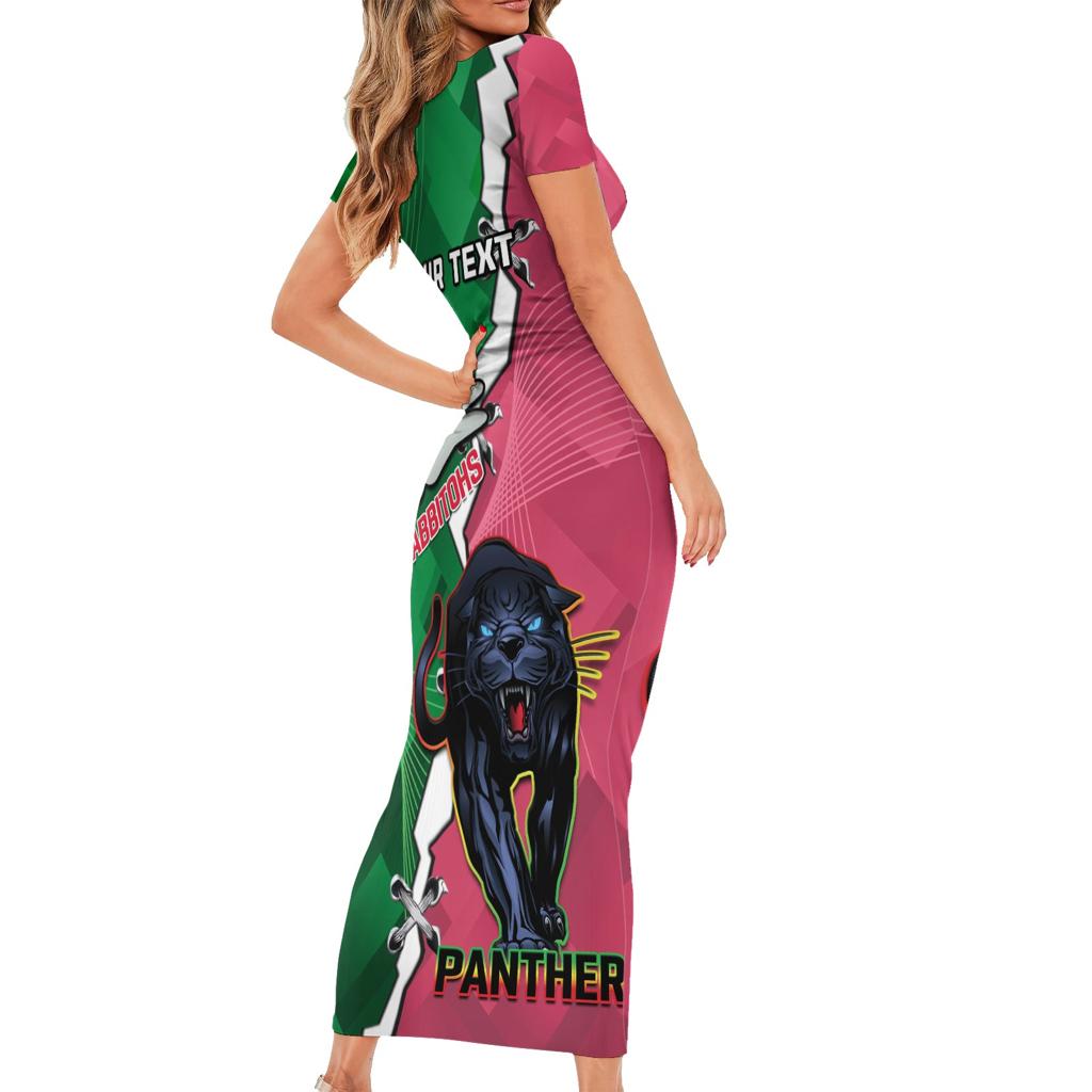 Personalised Panthers And Rabbitohs Rugby Family Matching Short Sleeve Bodycon Dress and Hawaiian Shirt 2024 Souths The Riff Together
