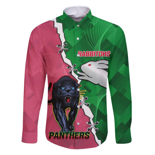 Personalised Panthers And Rabbitohs Rugby Family Matching Summer Maxi Dress and Hawaiian Shirt 2024 Souths The Riff Together