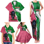 Personalised Panthers And Rabbitohs Rugby Family Matching Tank Maxi Dress and Hawaiian Shirt 2024 Souths The Riff Together