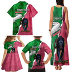 Personalised Panthers And Rabbitohs Rugby Family Matching Tank Maxi Dress and Hawaiian Shirt 2024 Souths The Riff Together