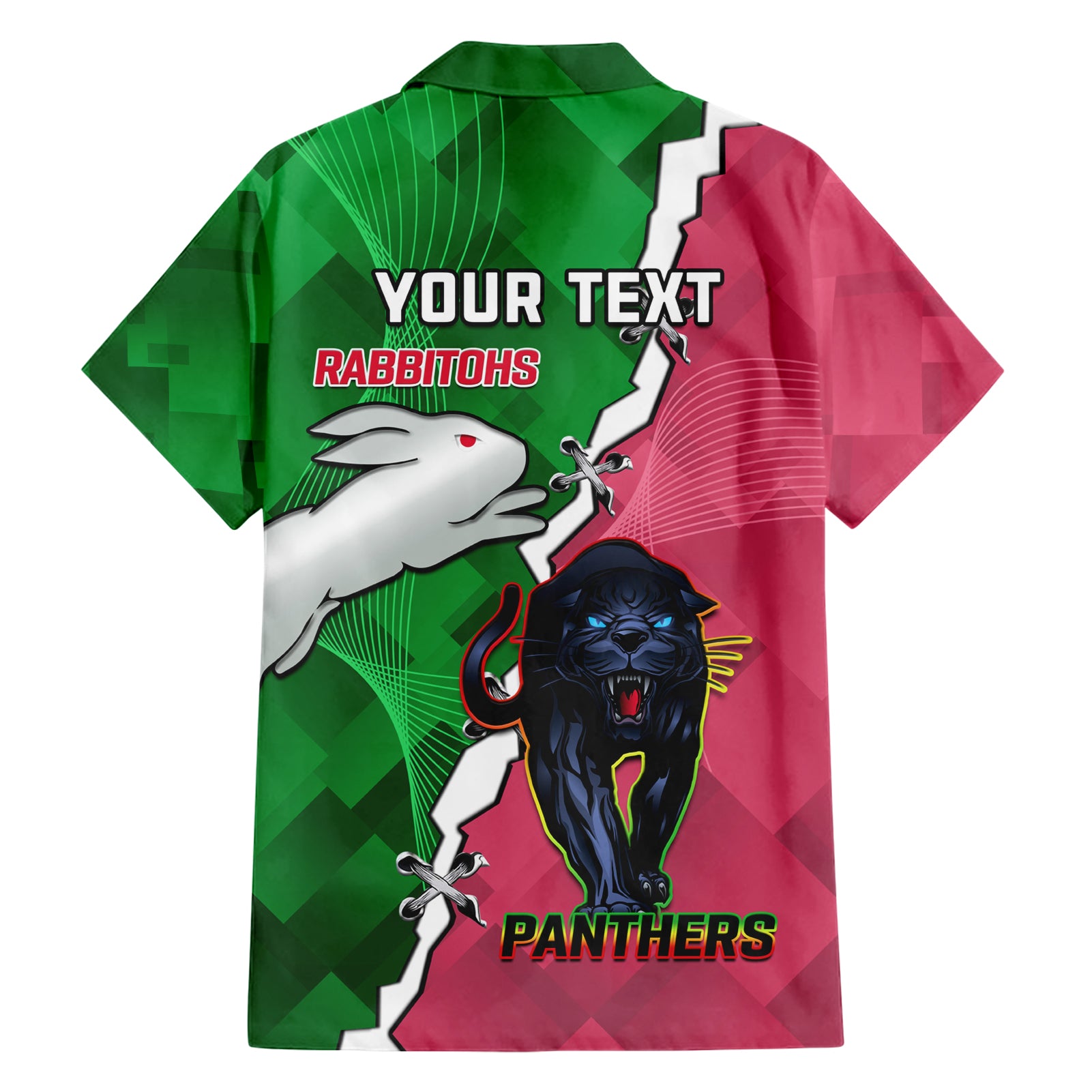Personalised Panthers And Rabbitohs Rugby Hawaiian Shirt 2024 Souths The Riff Together