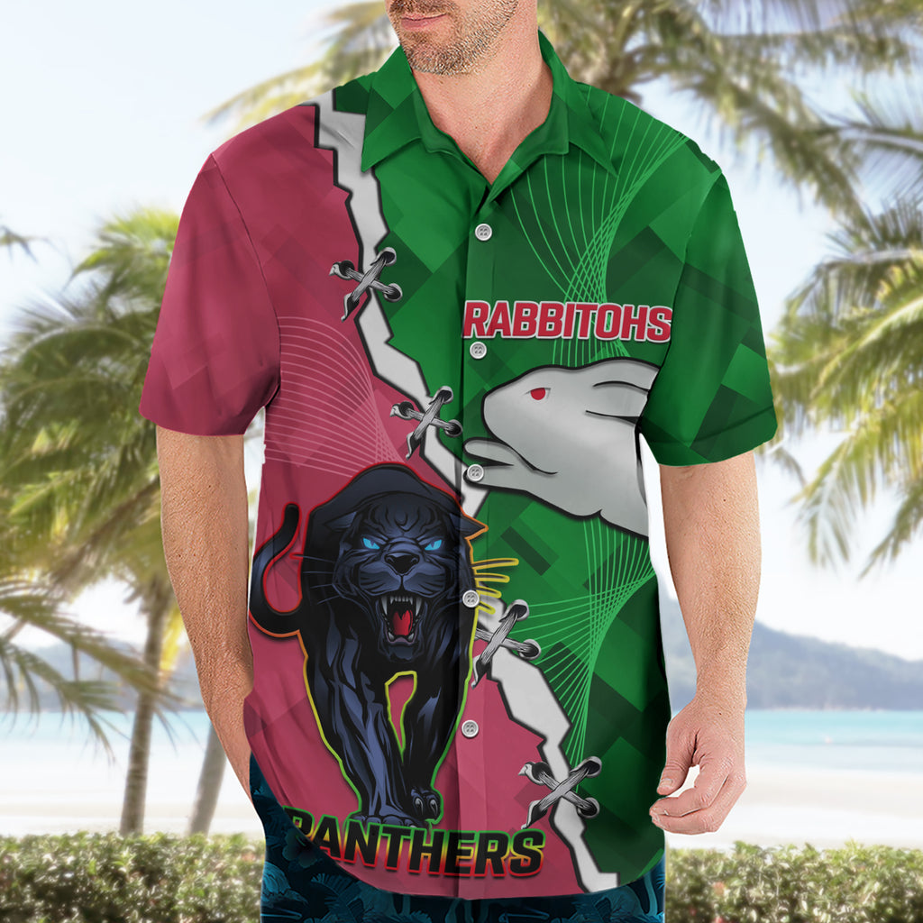 Personalised Panthers And Rabbitohs Rugby Hawaiian Shirt 2024 Souths The Riff Together