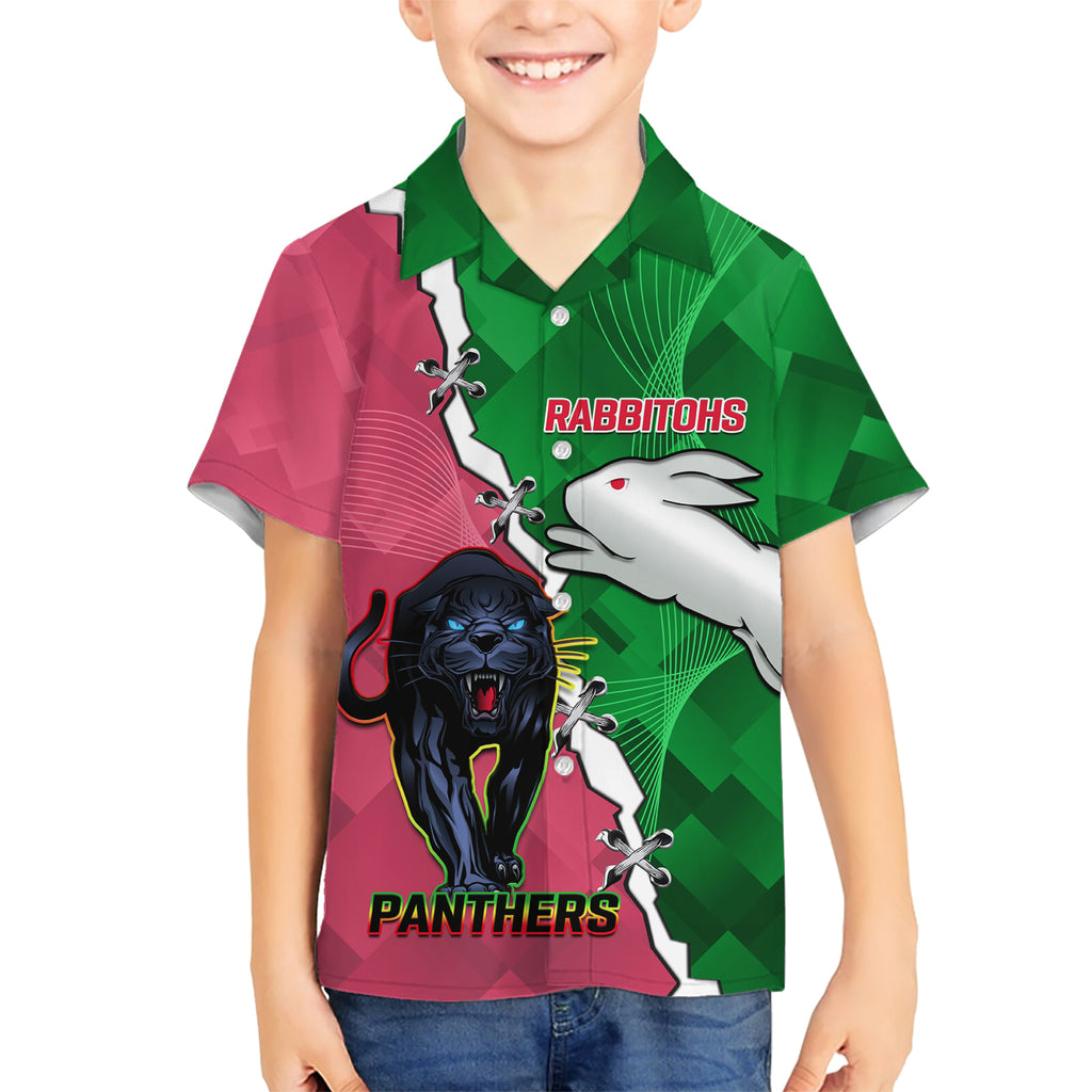 Personalised Panthers And Rabbitohs Rugby Hawaiian Shirt 2024 Souths The Riff Together