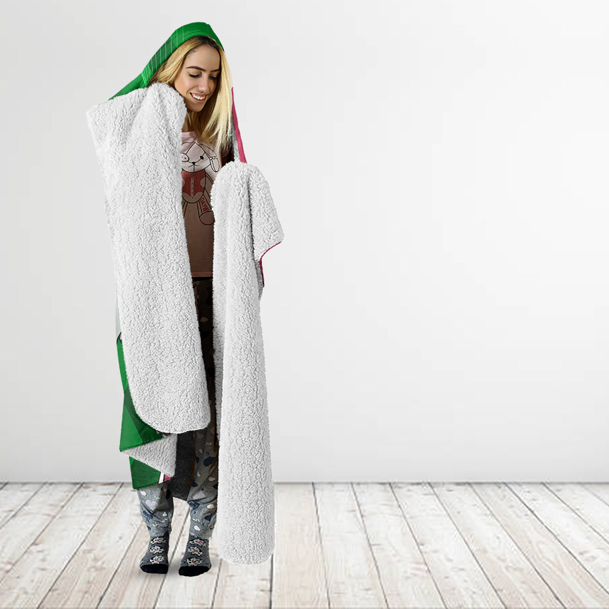 Personalised Panthers And Rabbitohs Rugby Hooded Blanket 2024 Souths The Riff Together