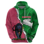 Personalised Panthers And Rabbitohs Rugby Hoodie 2024 Souths The Riff Together