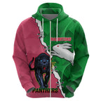 Personalised Panthers And Rabbitohs Rugby Hoodie 2024 Souths The Riff Together