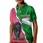 Personalised Panthers And Rabbitohs Rugby Kid Polo Shirt 2024 Souths The Riff Together