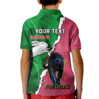 Personalised Panthers And Rabbitohs Rugby Kid Polo Shirt 2024 Souths The Riff Together