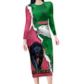 Personalised Panthers And Rabbitohs Rugby Long Sleeve Bodycon Dress 2024 Souths The Riff Together