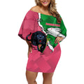 Personalised Panthers And Rabbitohs Rugby Off Shoulder Short Dress 2024 Souths The Riff Together