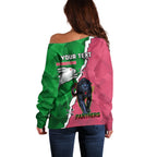 Personalised Panthers And Rabbitohs Rugby Off Shoulder Sweater 2024 Souths The Riff Together
