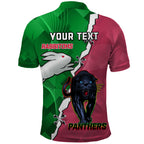 Personalised Panthers And Rabbitohs Rugby Polo Shirt 2024 Souths The Riff Together