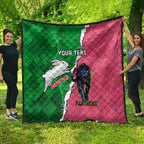 Personalised Panthers And Rabbitohs Rugby Quilt 2024 Souths The Riff Together