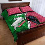 Personalised Panthers And Rabbitohs Rugby Quilt Bed Set 2024 Souths The Riff Together