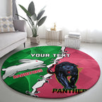 Personalised Panthers And Rabbitohs Rugby Round Carpet 2024 Souths The Riff Together