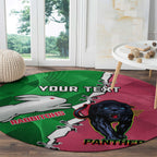 Personalised Panthers And Rabbitohs Rugby Round Carpet 2024 Souths The Riff Together