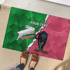 Personalised Panthers And Rabbitohs Rugby Rubber Doormat 2024 Souths The Riff Together