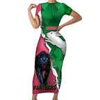 Personalised Panthers And Rabbitohs Rugby Short Sleeve Bodycon Dress 2024 Souths The Riff Together