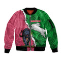 Personalised Panthers And Rabbitohs Rugby Sleeve Zip Bomber Jacket 2024 Souths The Riff Together
