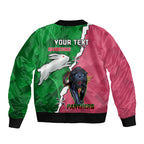 Personalised Panthers And Rabbitohs Rugby Sleeve Zip Bomber Jacket 2024 Souths The Riff Together