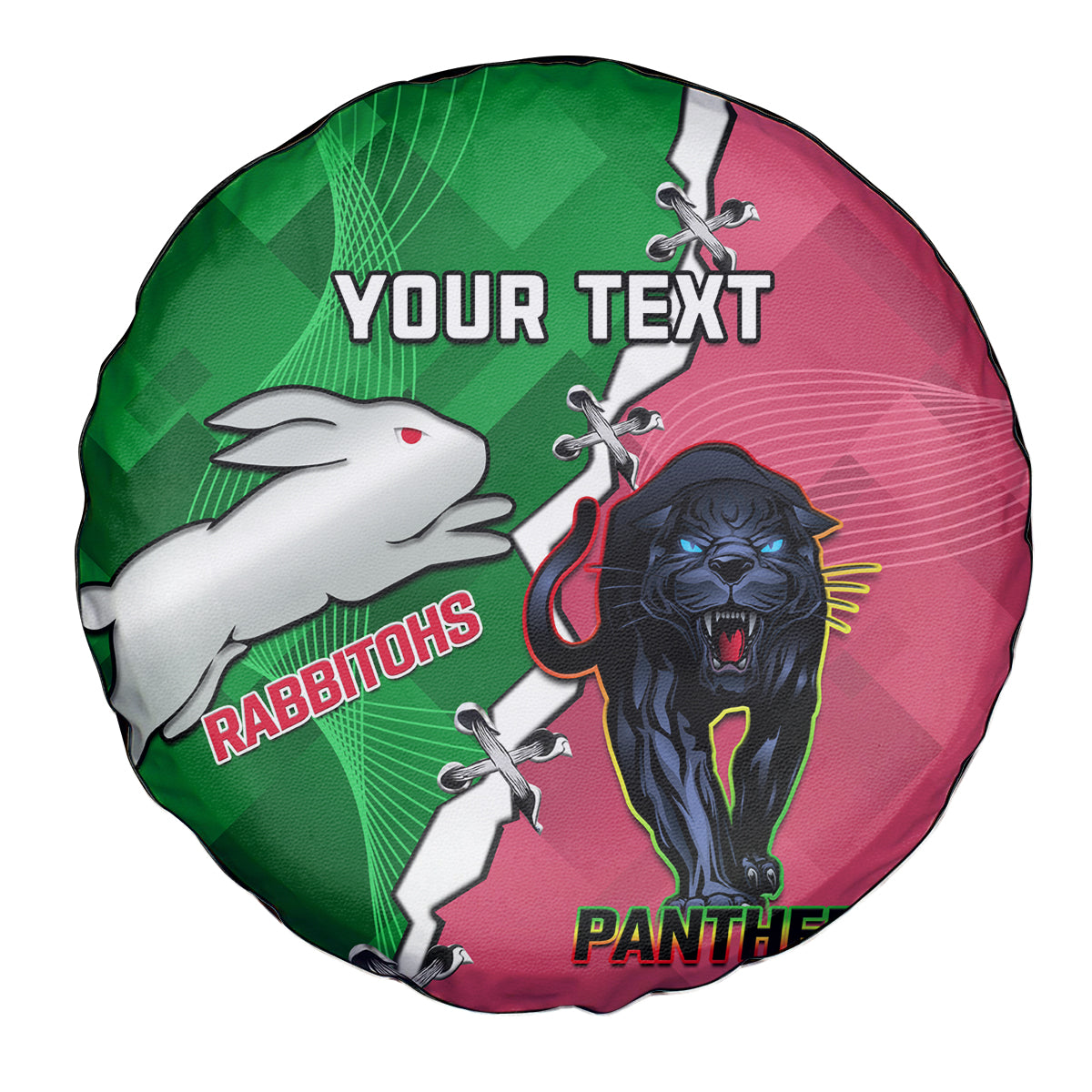 Personalised Panthers And Rabbitohs Rugby Spare Tire Cover 2024 Souths The Riff Together