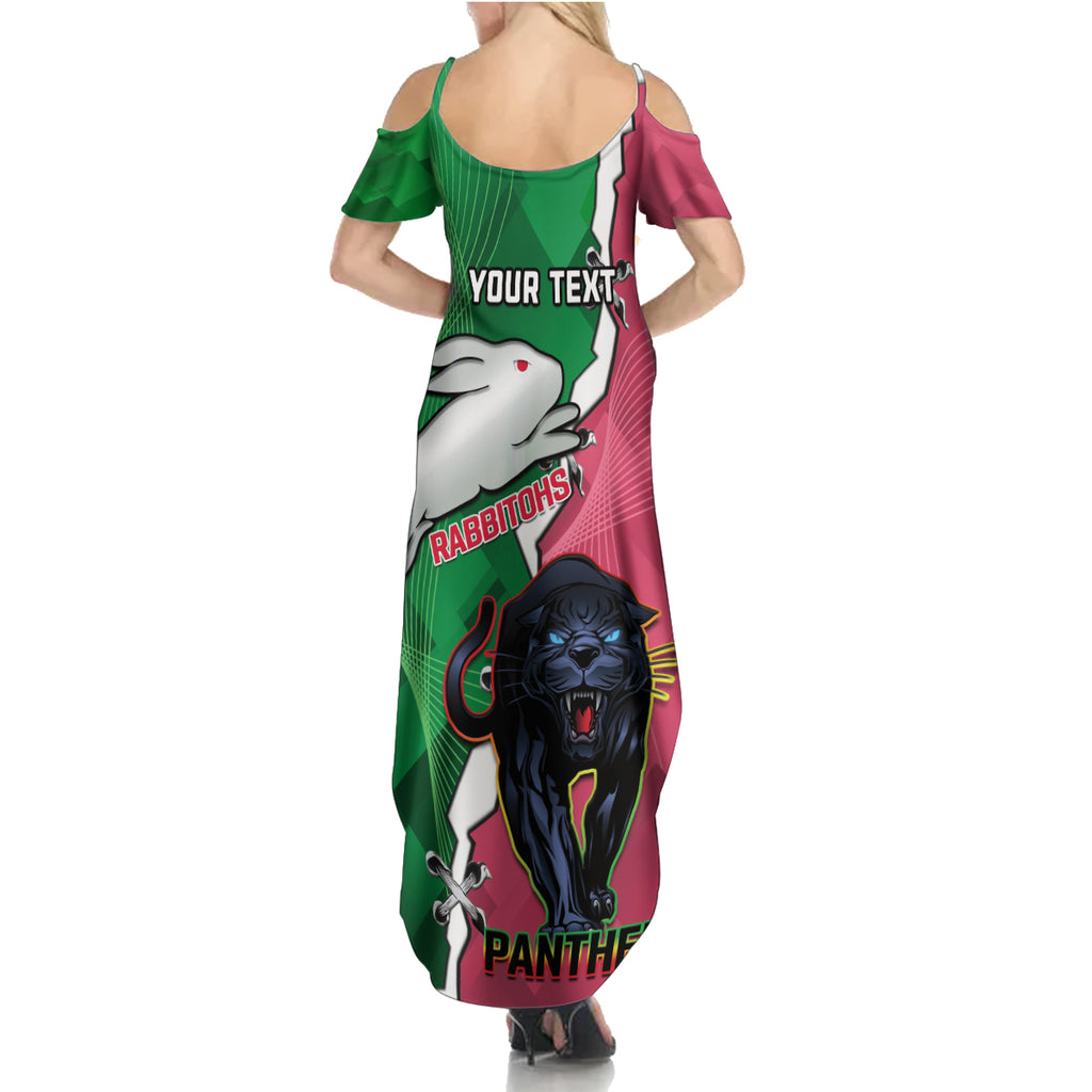 Personalised Panthers And Rabbitohs Rugby Summer Maxi Dress 2024 Souths The Riff Together